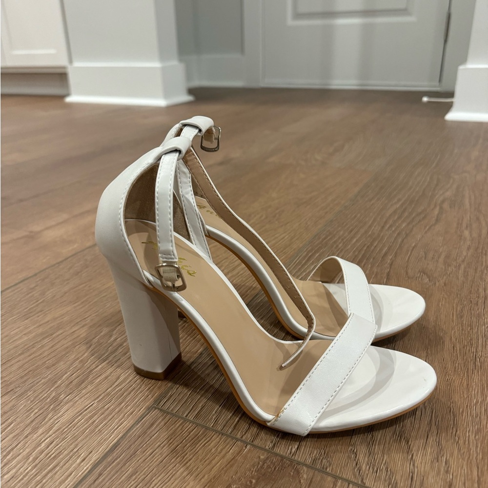 Platform White Heels Open Toe size 8